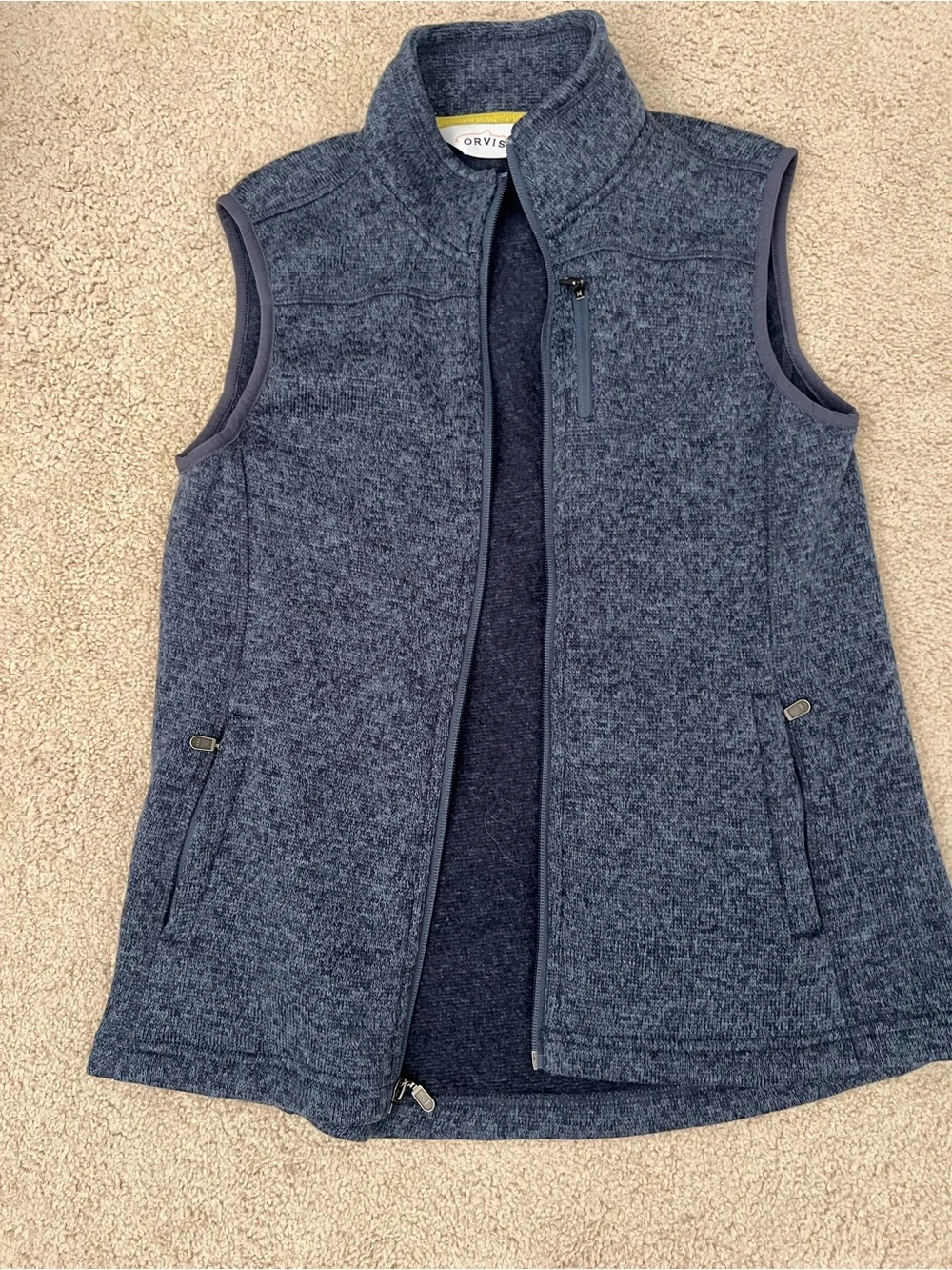Orvis Fleece Vest Womens Small Blue Full Zip  Active Outdoor